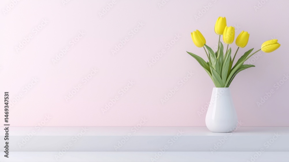 Fresh Yellow Tulips in White Vase on Modern Shelf tulips vase shelf modern fresh yellow tulips plant Fresh Yellow Tulips in White Vase on Modern Shelf tulips vase shelf modern fresh yellow tulips plant