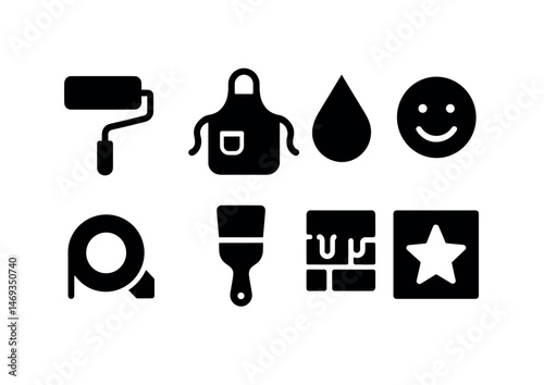 Home improvement solid icons set – filled, diy, construction and renovation symbols