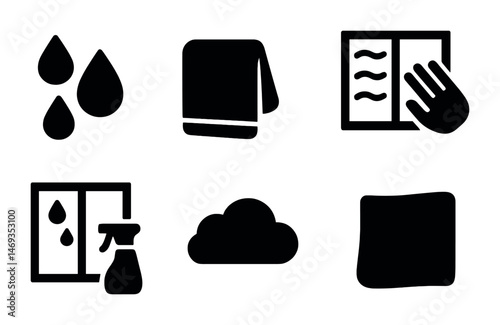 Cleaning and hygiene solid icons set – filled, sanitary, housekeeping symbols