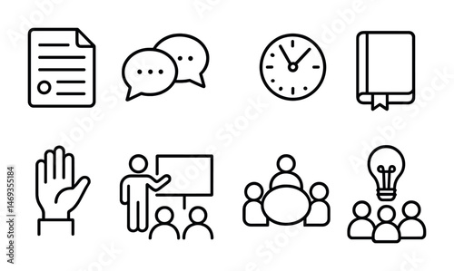 Education and training outline icons set – learning, teaching, academic symbols