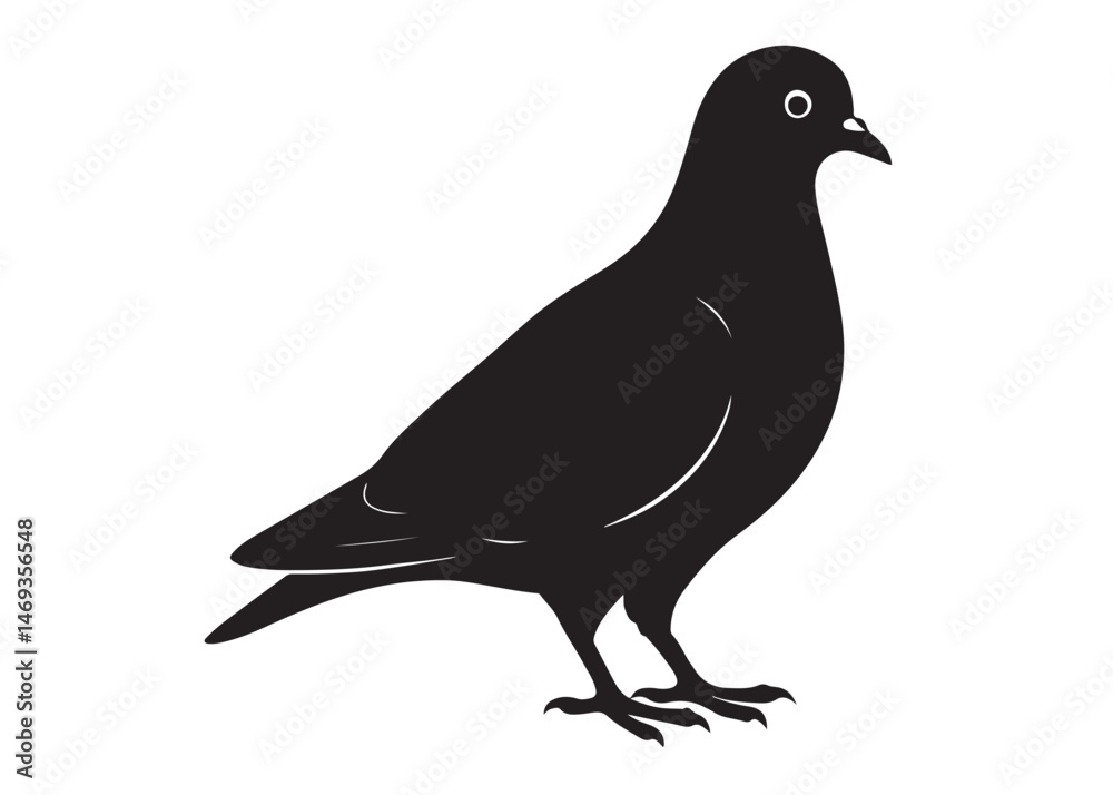 Obraz premium pigeon logo silhouette vector, beautiful dove bird logo icon vector, pigeon bird logo silhouette, silhouette of a pigeon logo icon vector of a pigeon design on white background