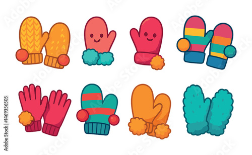 Winter and holiday flat icons set – cozy, festive, seasonal graphics
