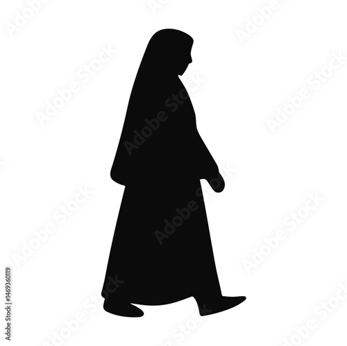 Muslim woman using abaya silhouette