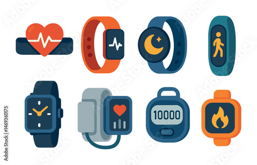 Fitness and health icons set – flat, filled, exercise and wellness symbols