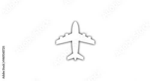 Simple White Airplane Silhouette with Shadow Effect