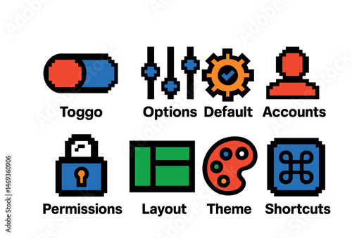 Retro pixel art icons for ui design and development projects