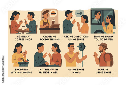 Sign language silhouette icons set – communication, gestures, using signs effectively