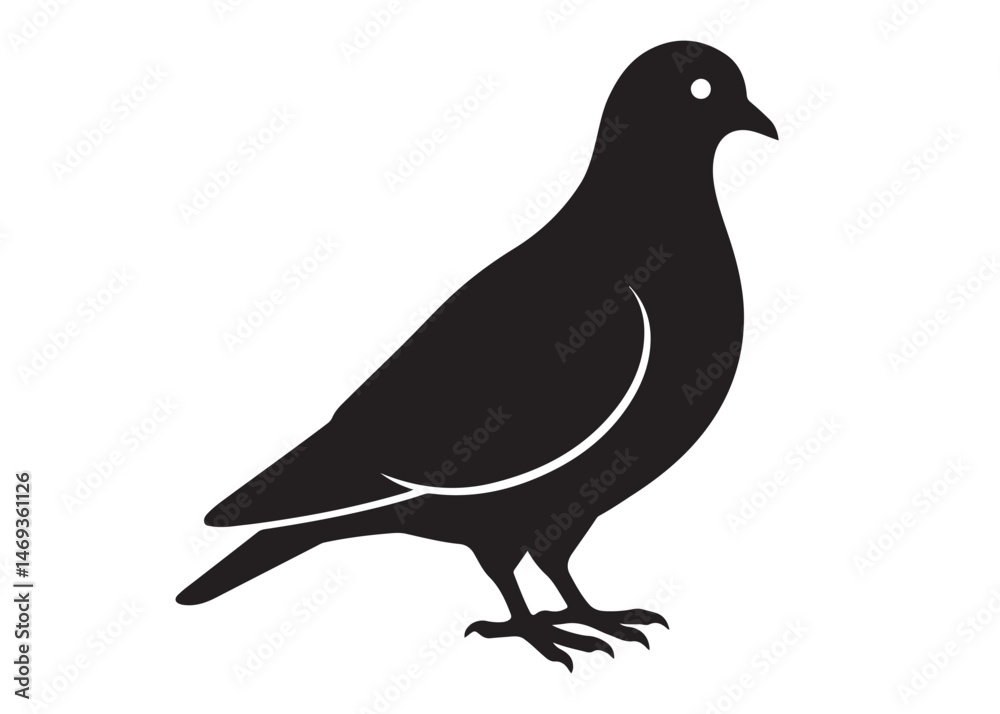 Obraz premium pigeon logo silhouette vector, beautiful dove bird logo icon vector, pigeon bird logo silhouette, silhouette of a pigeon logo icon vector of a pigeon design on white background