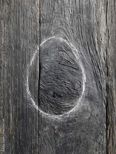 Soft Chalk Outline of an Egg on a Rustic Wooden Surface in a Tranquil Farm Setting Generative AI