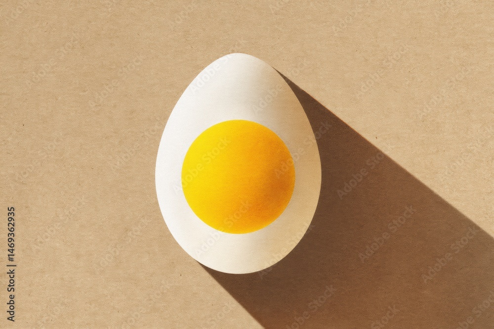 Central Spotlight Illuminating a Colorful Egg Illustration on Textured Warm Paper Background Creating an Artistic Composition Generative AI