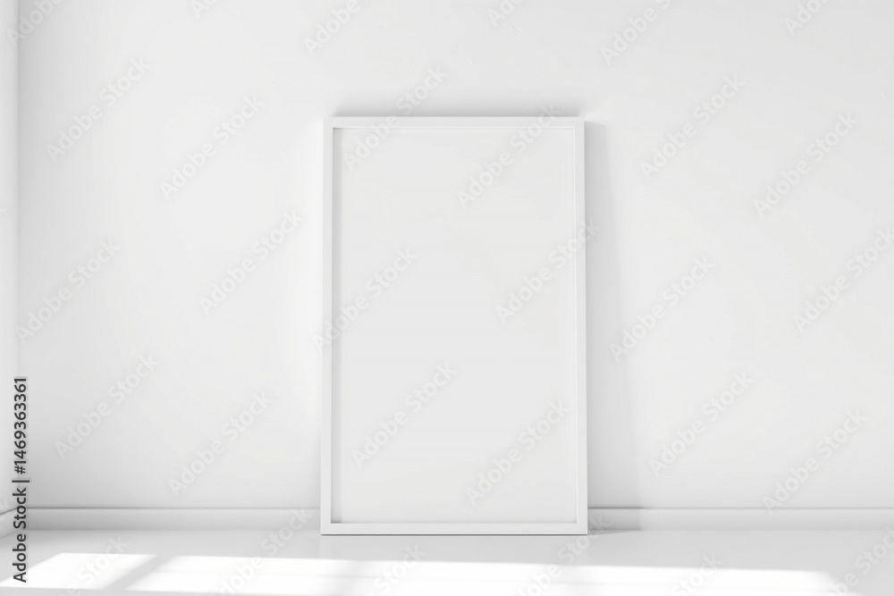 Mockup poster frame in minimalist interior background with White wall. Mockup poster frame in minimalist interior background with White wall.