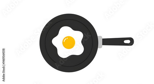 Sunny Side Up Egg in a Black Frying Pan with Handle