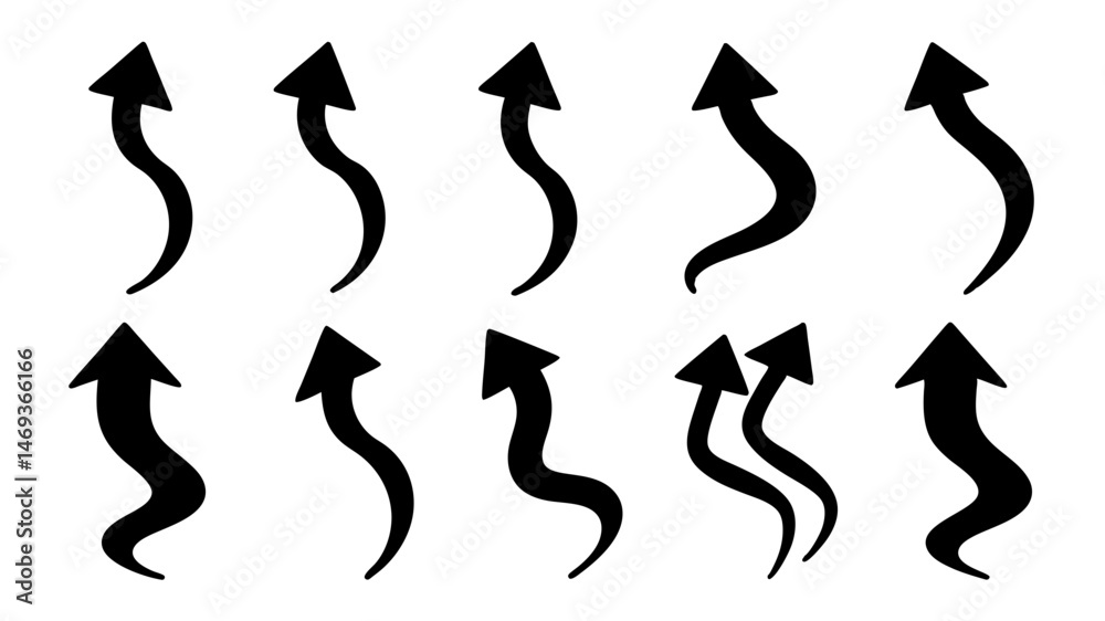 Obraz premium Arrow up icons. Set of curve rise increase arrows