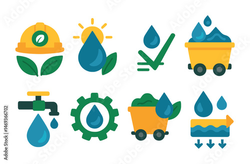 Environment and sustainability icons set – flat, filled, ecology and green energy symbols
