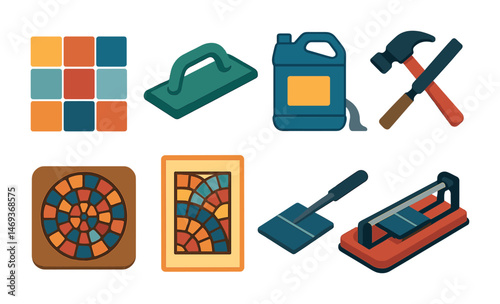 Construction and diy icons set – flat, filled, home improvement tools