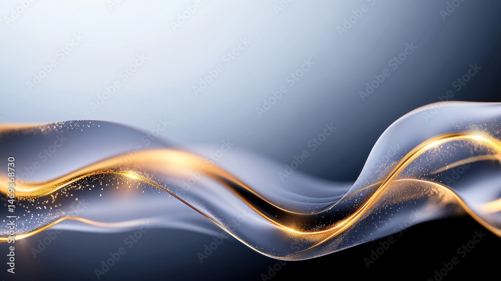 Naklejka premium Dekoracyjne złote łuki światła z motywami linii i fal na luksusowym czarno-białym tle