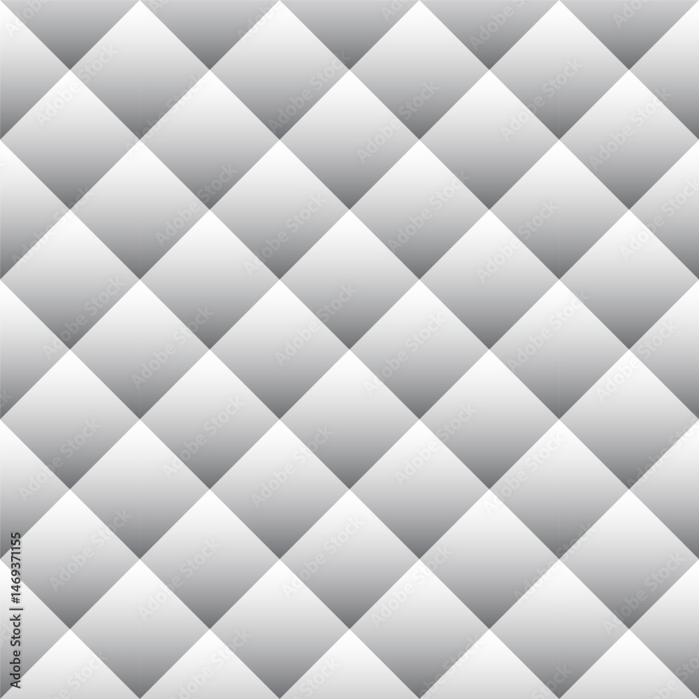 Obraz premium Elegant seamless quilted diamond pattern in silver tones with soft gradients, ideal for modern, metallic, or luxury-style backgrounds.