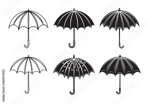Umbrella Silhouette Vector Set