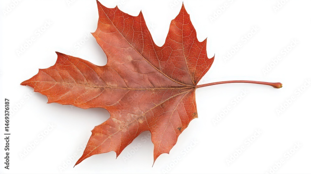 Fototapeta premium Detailed Autumn Maple Leaf On White Background