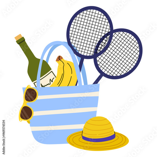 Summer picnic basket prepared for a fun day outdoors with friends and family