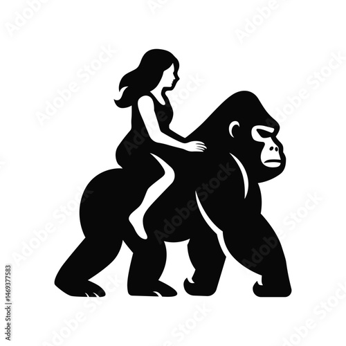 A woman on a gorilla vector