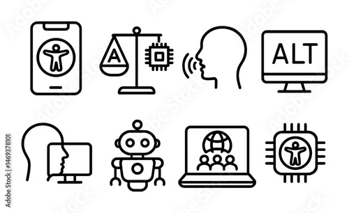 Accessibility line icons set – simple, outline, universal design elements