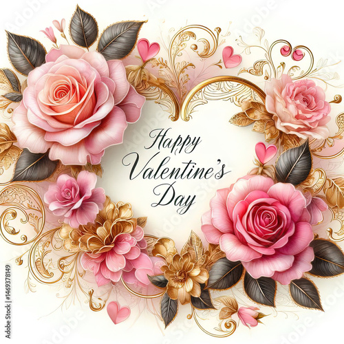 Watercolor. Beautiful and feminine Valentine's day card with message 