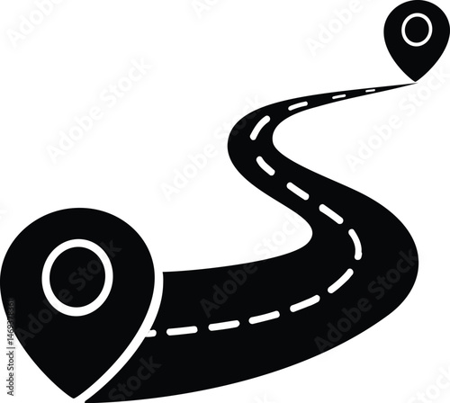 Road with location icon. Vector