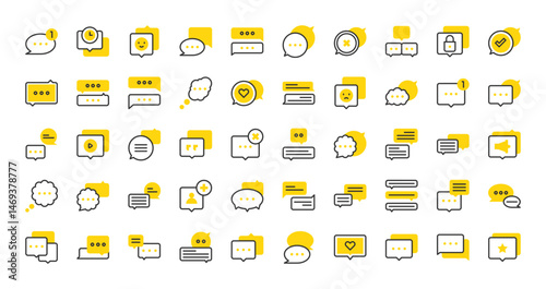 Set of Speech Bubbles vector stroke icons. such as Group Chat, Video Chat, Bubble illustration.
