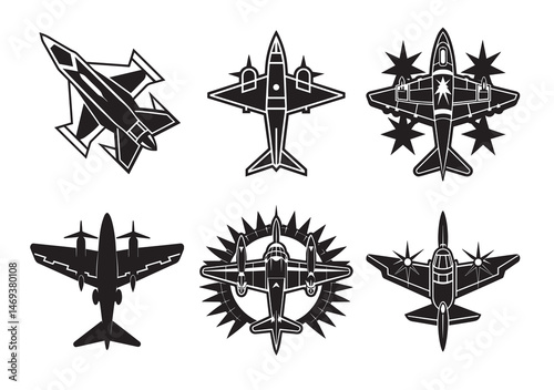 War Plane Silhouette Vector Set
