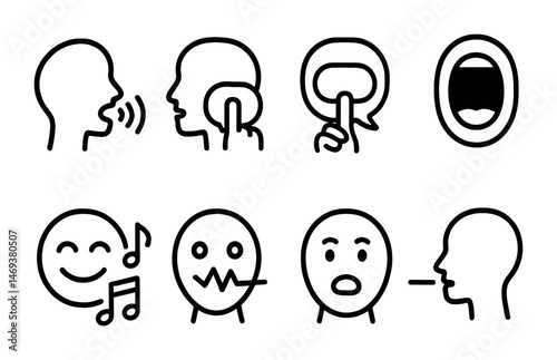 Communication outline icons set – linear, talk, speech, conversation symbols