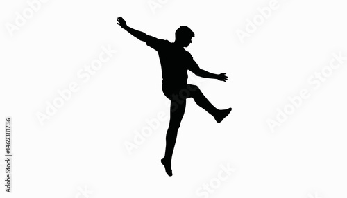 Dancer silhouette leaping against a white background, movement and grace