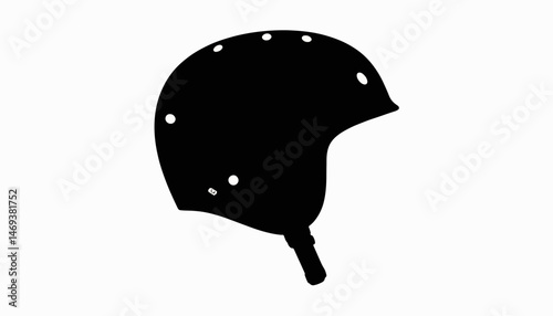 Silhouette of a rafting helmet against a white background, safety concept