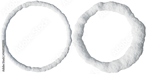 A collection of snow circle frames showcases bright white snow arranged in various circular shapes. Ideal for creating winter-themed designs, these three-dimensional cut-outs add festive charm