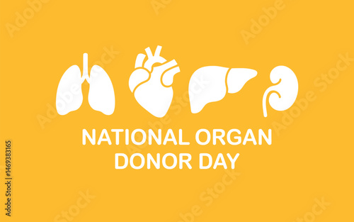 National Organ Donor Day with human organs icons graphic