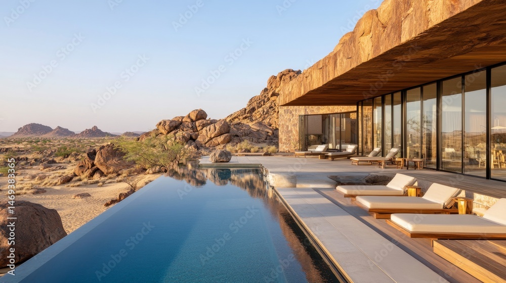 Fototapeta premium Desert Oasis Luxury Villa with Infinity Pool