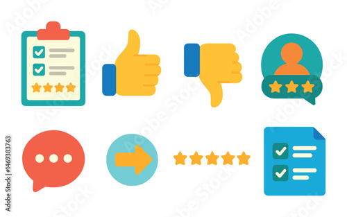 Customer feedback icons set for rating and review designs