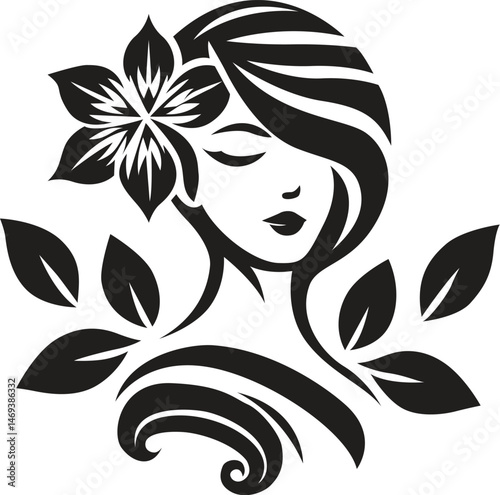 Beauty lady spa logo vektor black an white