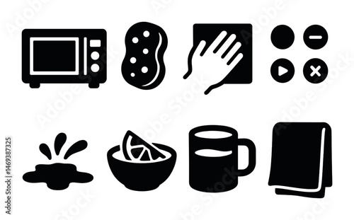 Kitchen essentials solid icons set – filled, cooking, kitchenware symbols