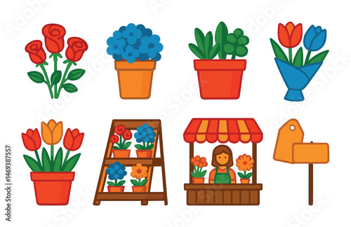 Gardening and plant care icons set – flat, filled, horticulture and botany graphics