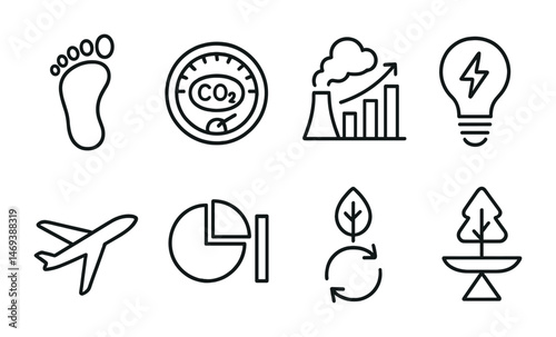 Environmental outline icons set – sustainability, eco-friendly, linear symbols