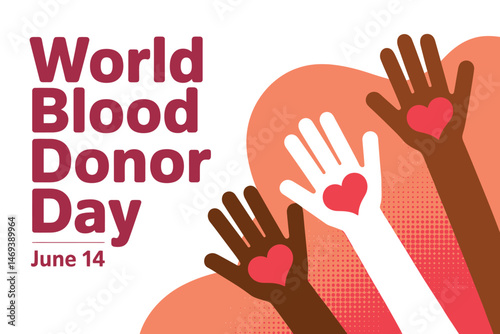 World Blood Donor Day awareness banner design with helping hands
