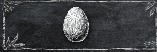 Creative Chalkboard Design Featuring a Hand-Drawn Egg Sketch With Artistic Borders and Background in a Minimalist Style Generative AI