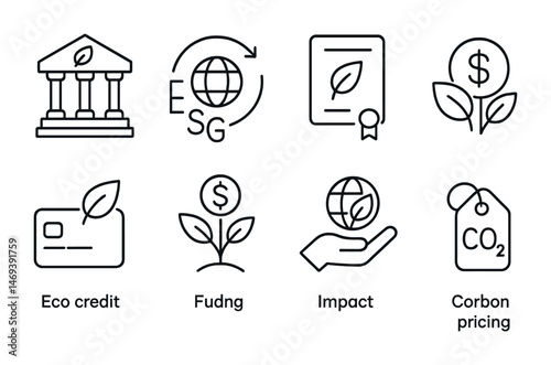 Eco and sustainability outline icons set – green, environment, energy symbols