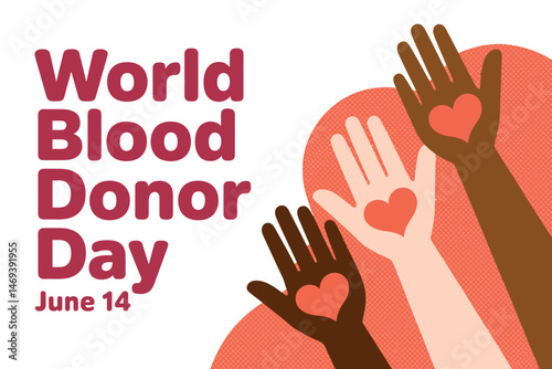 World Blood Donor Day awareness banner design with helping hands