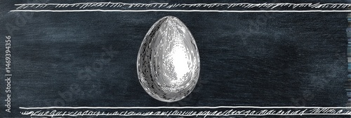 Chalkboard Art Featuring a Hand-Drawn Egg Sketch on a Dark Background With Decorative Borders Showcasing Simple Creativity Generative AI