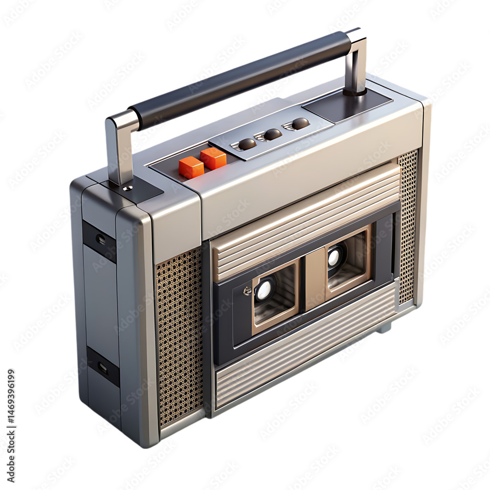 Obraz premium Vintage Cassette Player: Retro Boombox 80s Music Technology