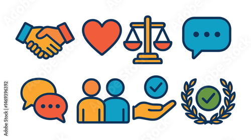 Business and communication icons set – linear, outline, corporate symbols