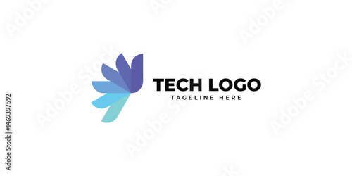 Tech logo design, bird logo, modern logo design template