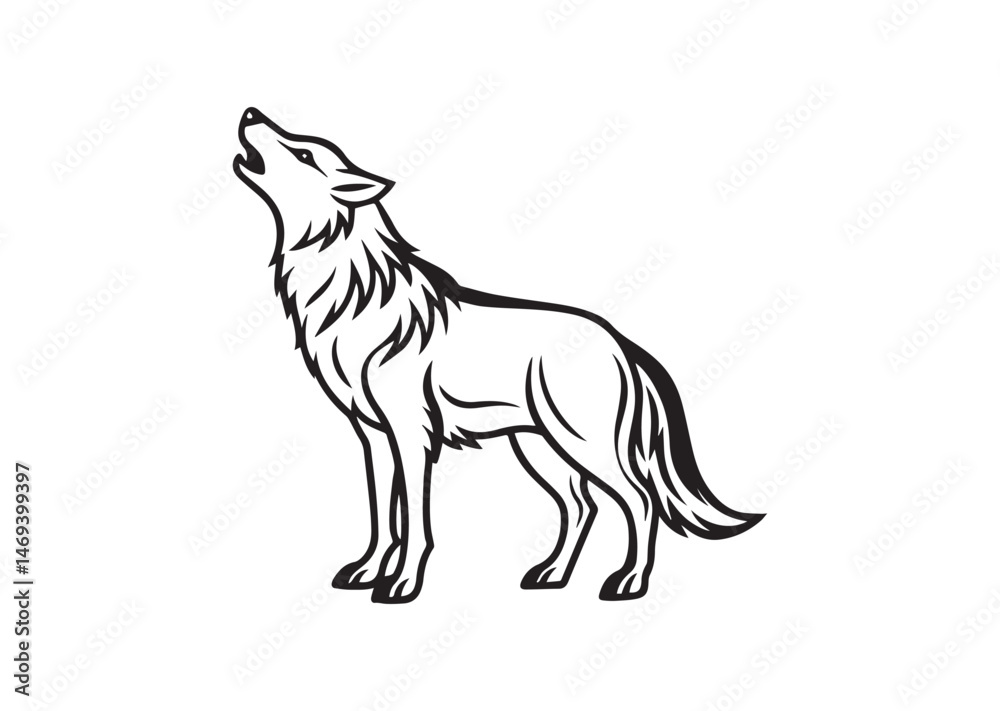 Obraz premium Howling Wolf Silhouette Vector